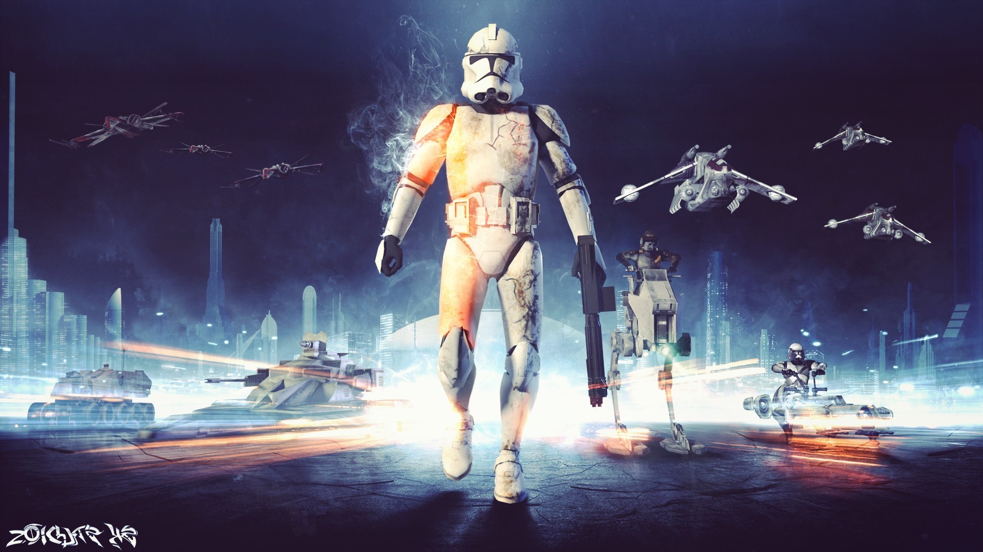 Clone trooper, Star Wars, Battlefield, Crossover, Battaglia, 16:9 Full HD, sfondo widescreen