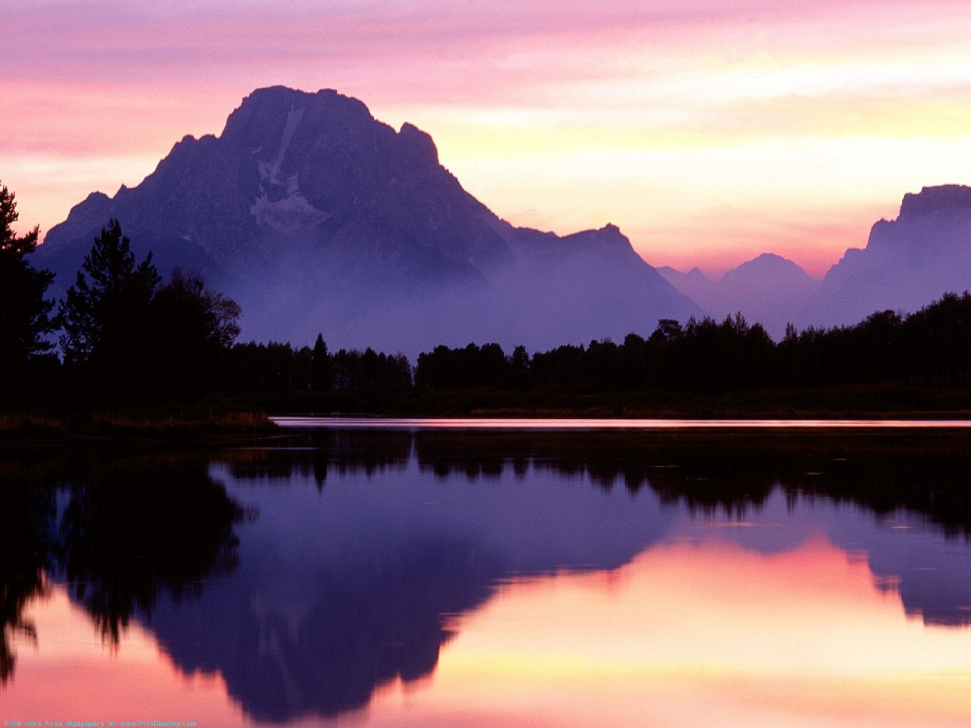 Grand Teton, Oxbow Bend, Riflesso, Tramonto, wallpaper per computer