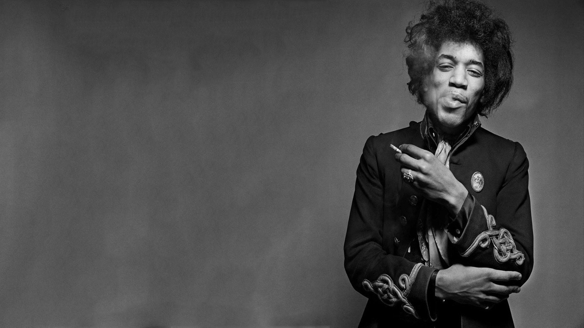 Jimi Hendrix, Ritratto, Giacca militare, Bianco e nero, 16:9 Full HD, sfondo widescreen