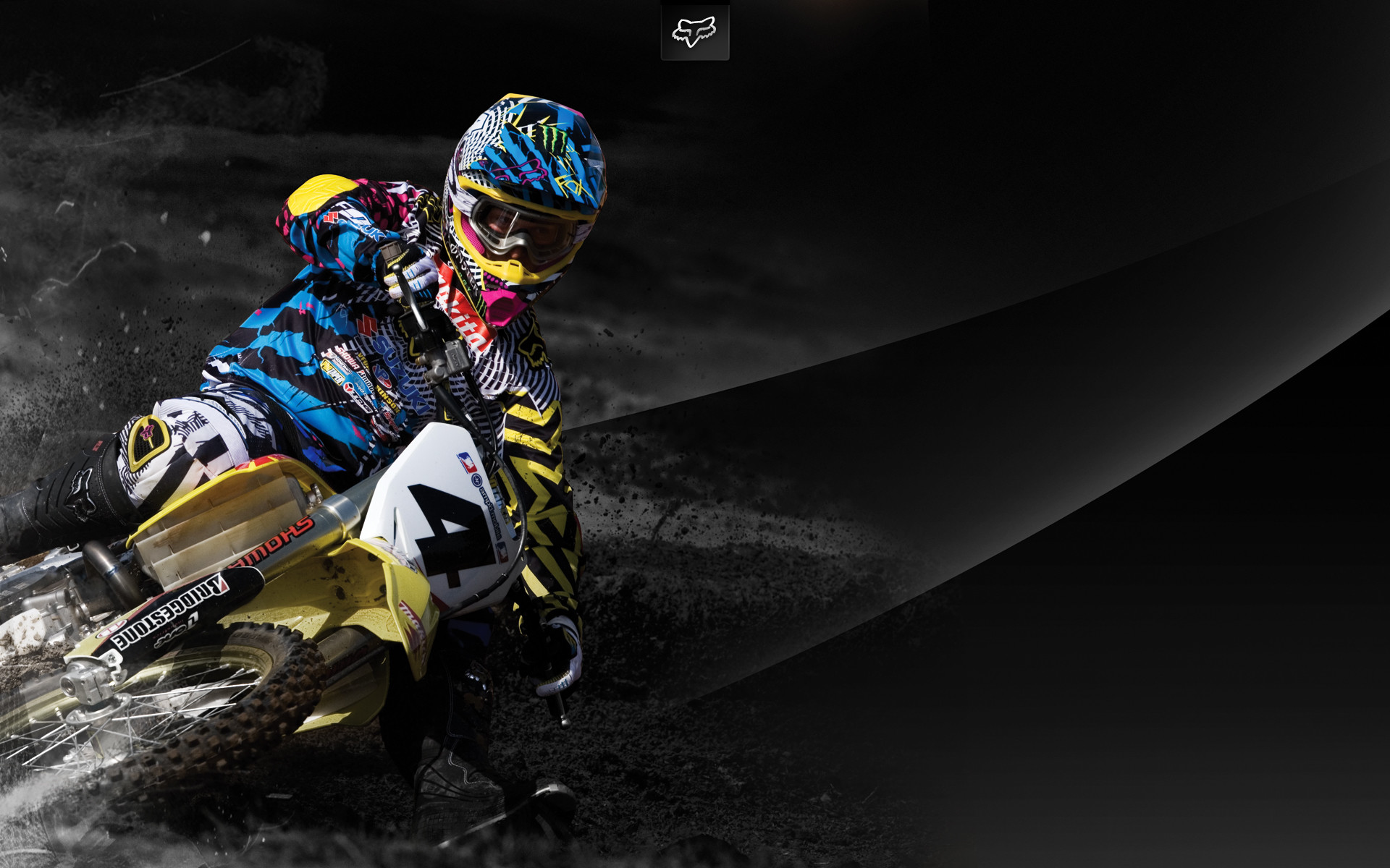Suzuki, Motocross, Pilota, Sfondo nero, 16:10 Full HD, wallpaper widescreen