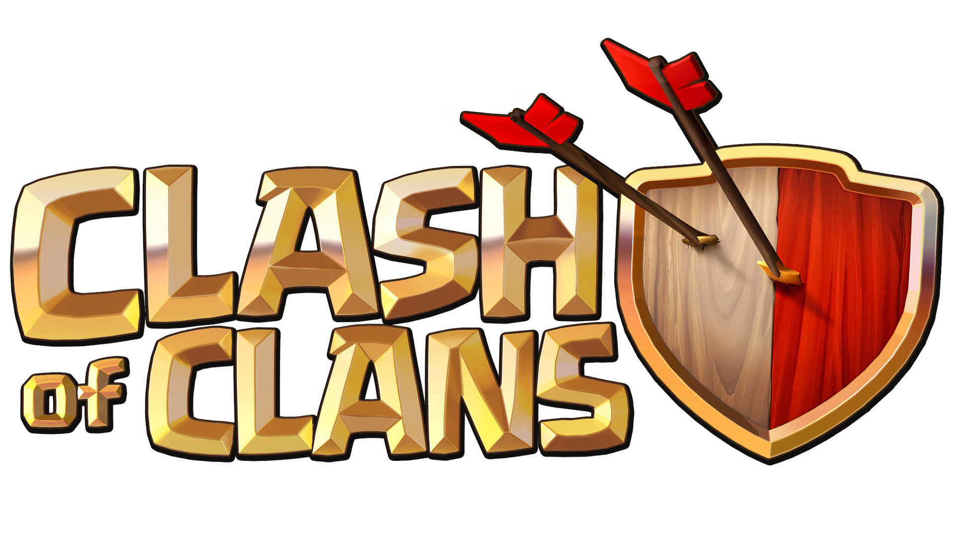 Clash of Clans, Logo, Scudo, Frecce, Sfondo bianco, Full HD, wallpaper desktop