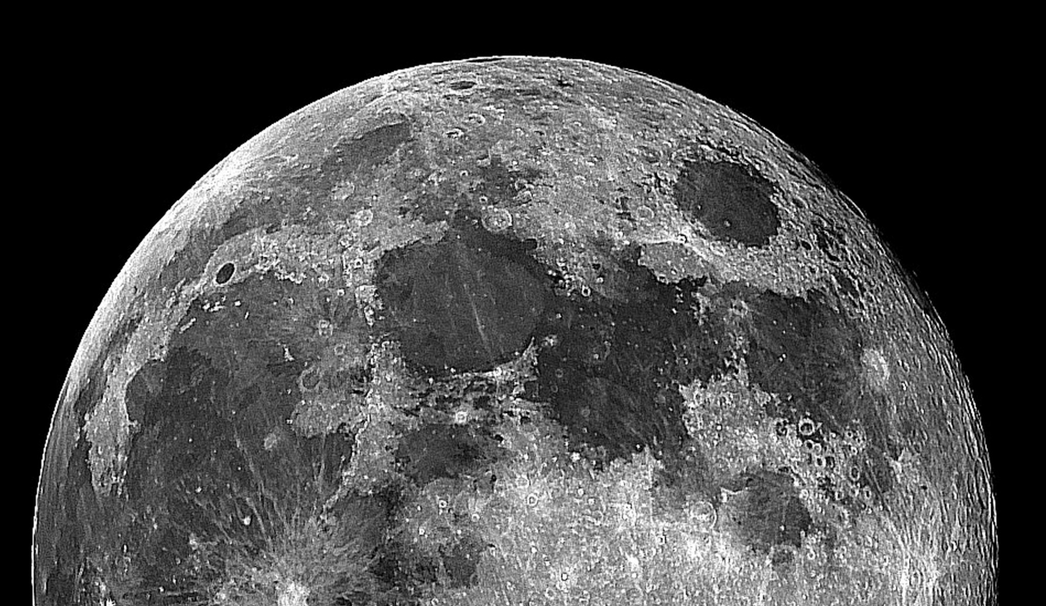 Luna, Crateri, Primo piano, Bianco e nero, Full HD, sfondo per PC