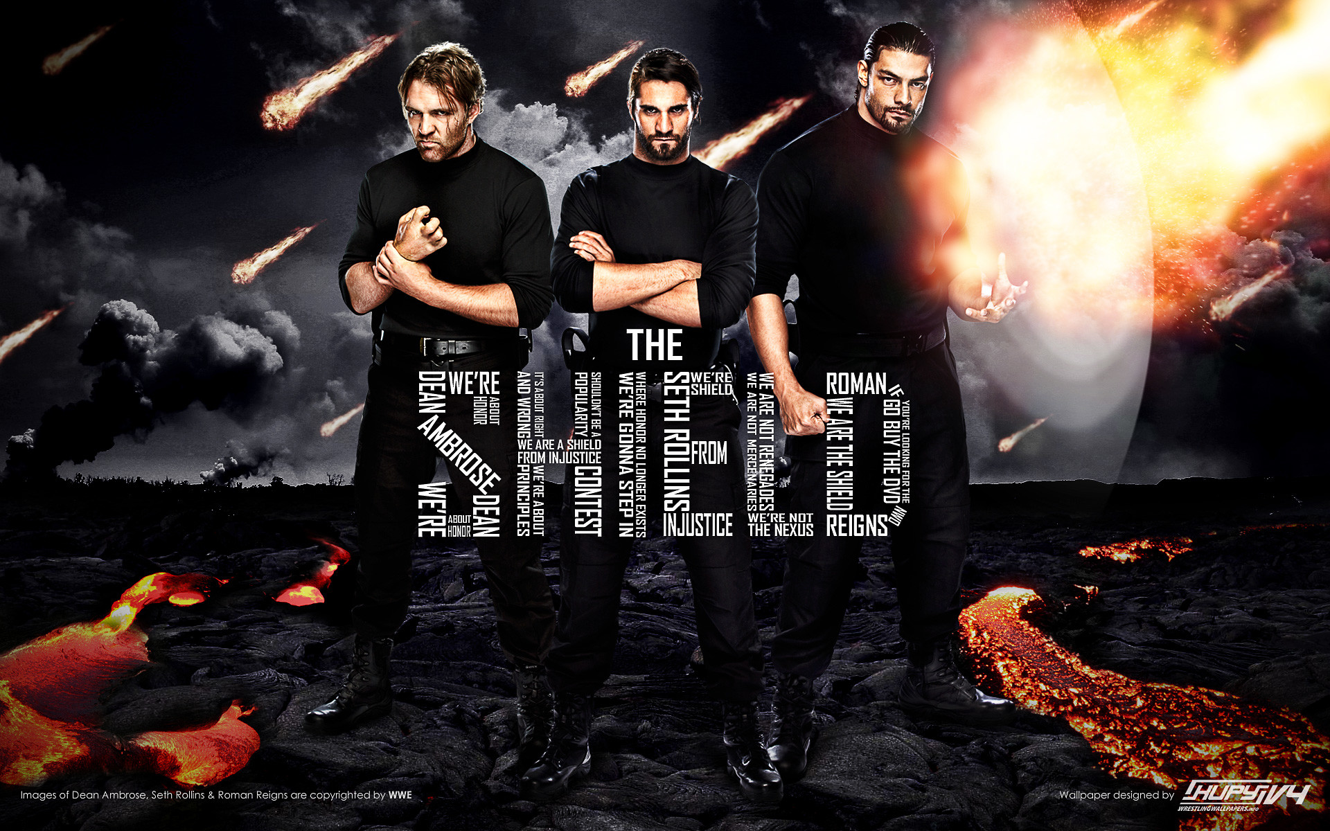 The Shield, Roman Reigns, Seth Rollins, Dean Ambrose, WWE, Meteoriti, sfondo Windows 11