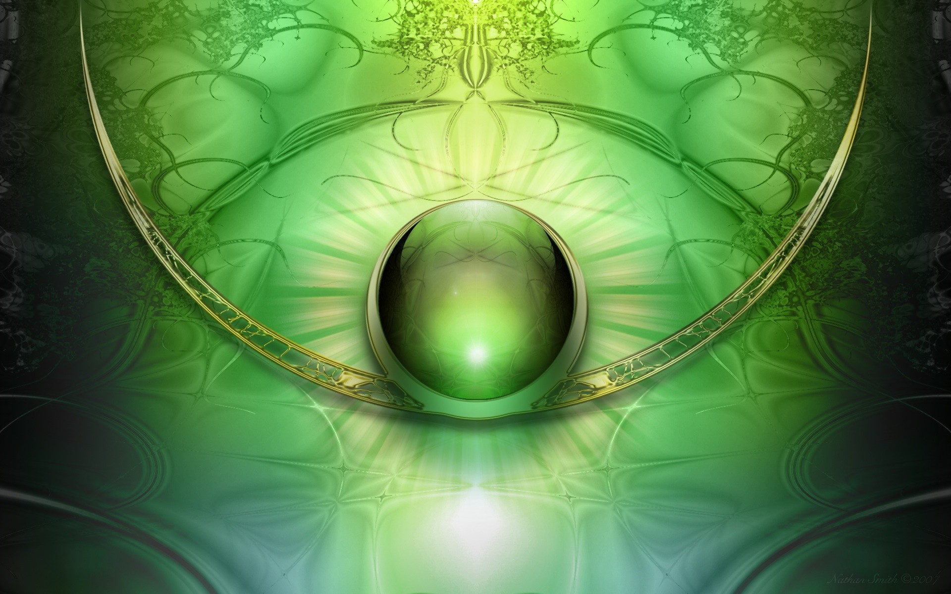 Sfera verde, Arte fantasy, Ornamenti, Verde, 1920x1200, sfondo per PC
