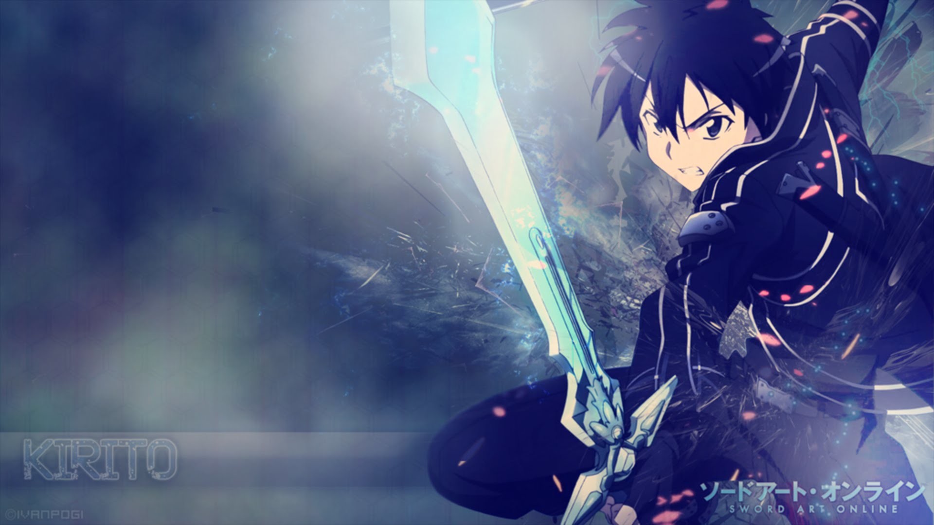 Kirito, Sword Art Online, Spada, Blu, Full HD 1080p, sfondo desktop