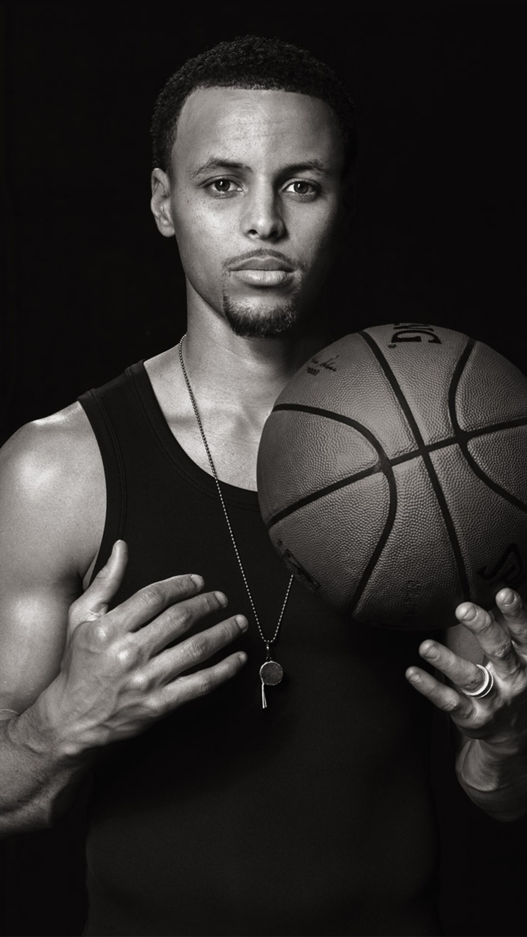 Stephen Curry, Pallone da basket, Ritratto, Bianco e nero, sfondo per iPhone e Android