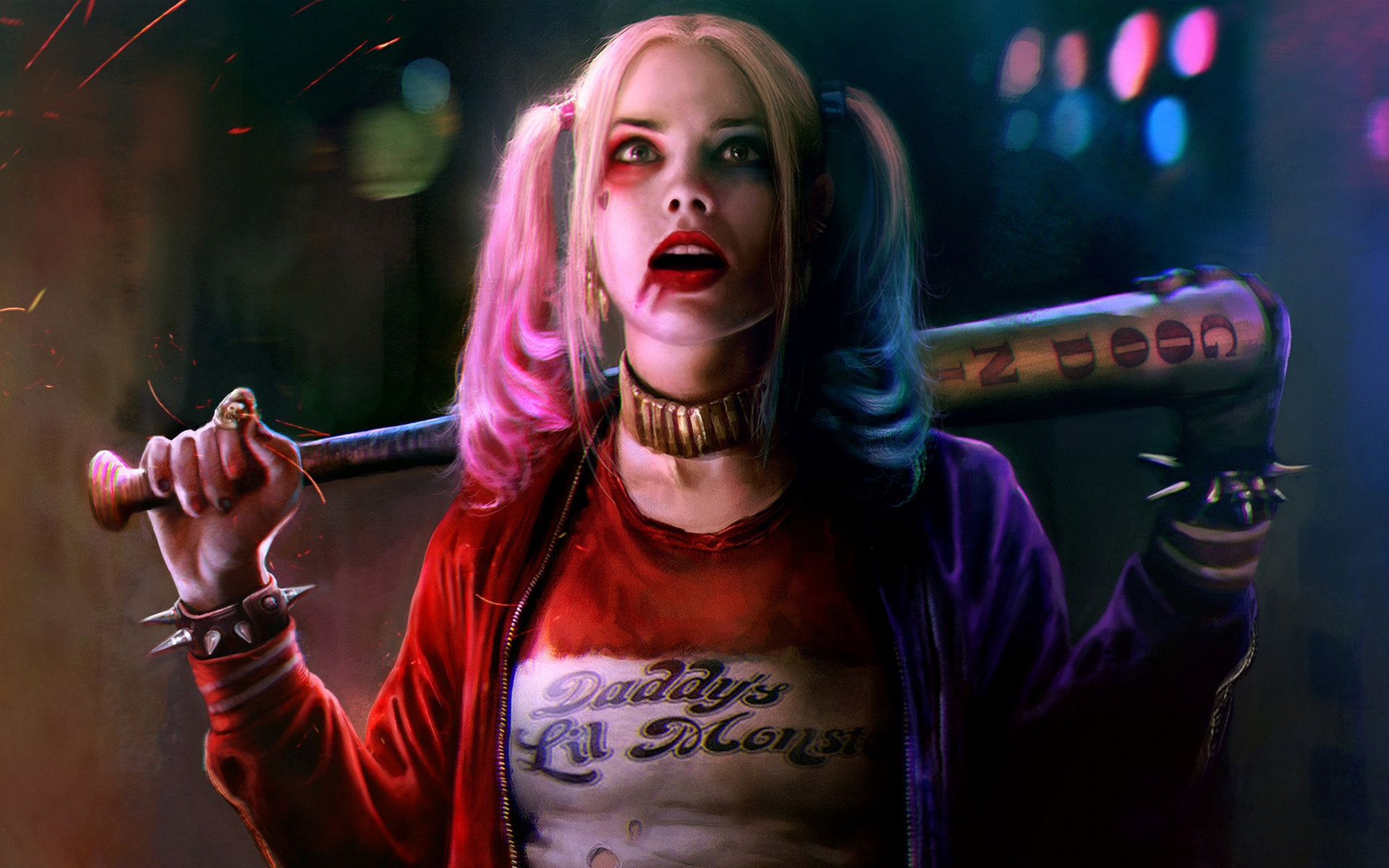 Harley Quinn, Margot Robbie, Mazza da baseball, Suicide Squad, 1920x1200, immagine di sfondo