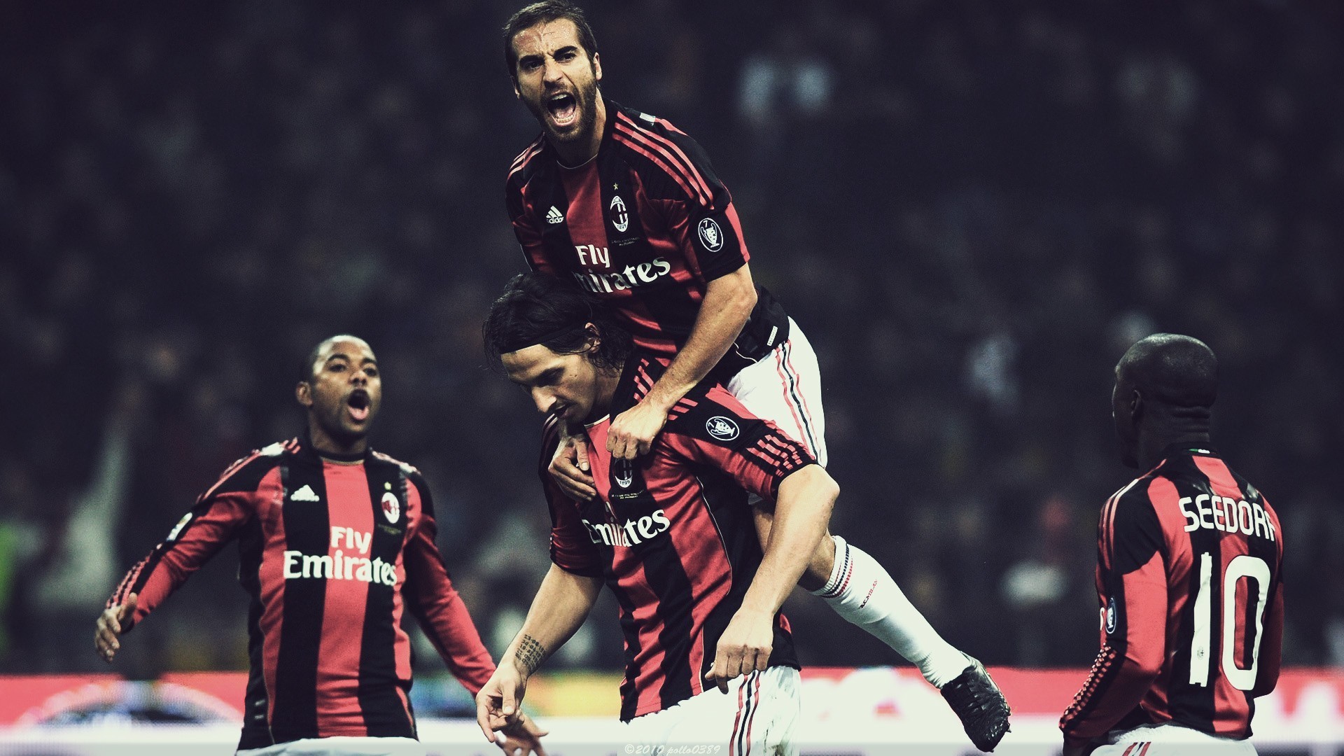 AC Milan, Esultanza, Clarence Seedorf, Calciatori, Full HD, wallpaper desktop