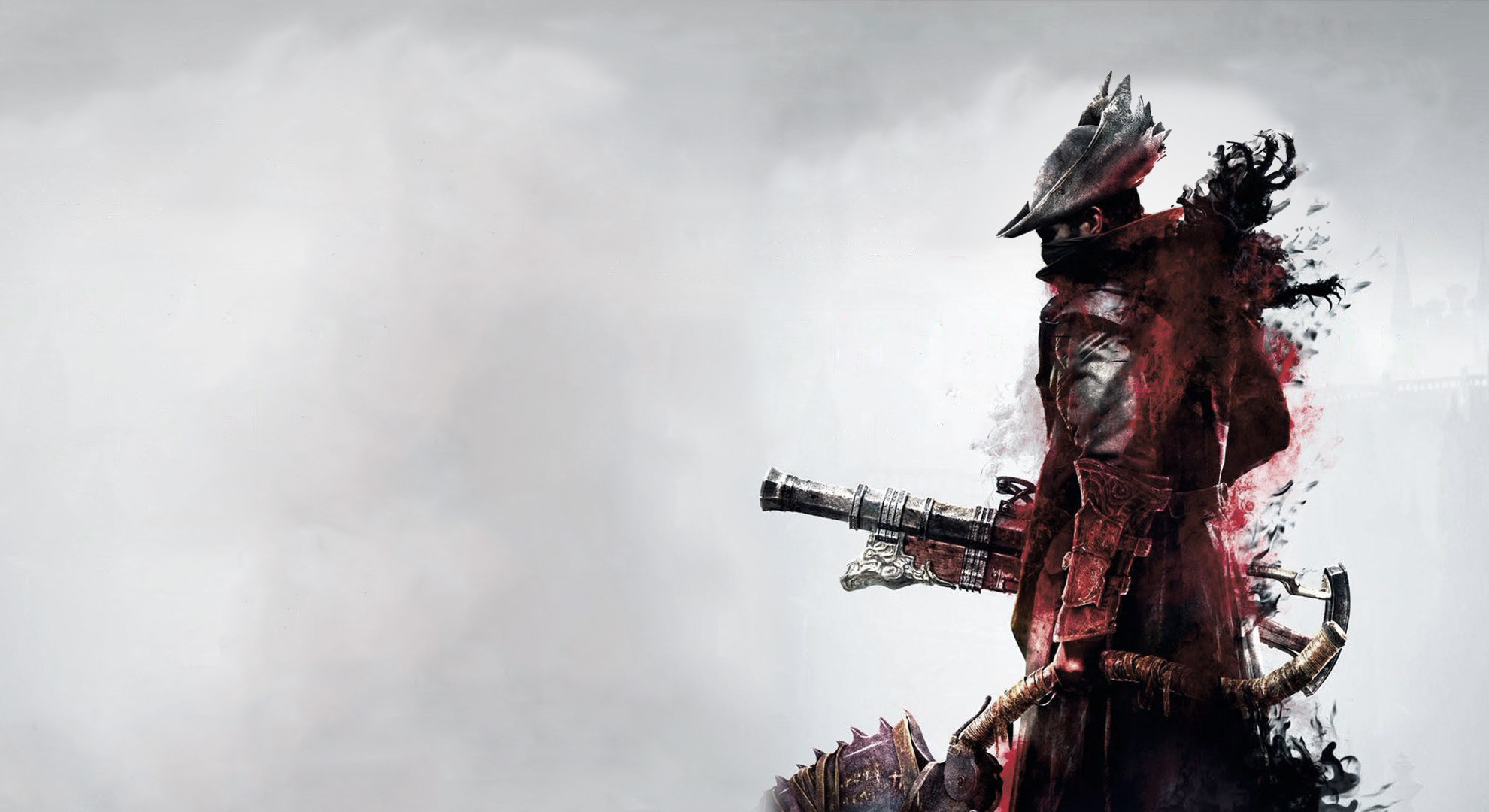 Cacciatore, Bloodborne, Fucile, Sfondo bianco, Full HD, wallpaper desktop