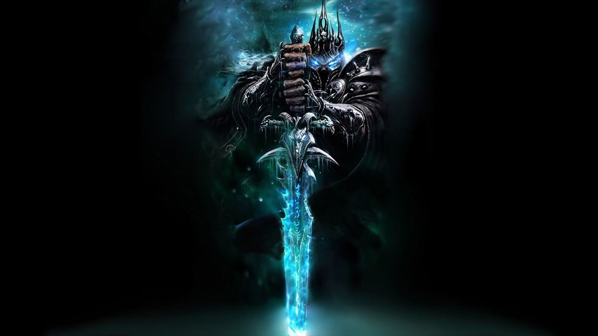 Gelidanima, Re dei Lich, World of Warcraft, Spada, Sfondo nero, 1920x1080, wallpaper desktop