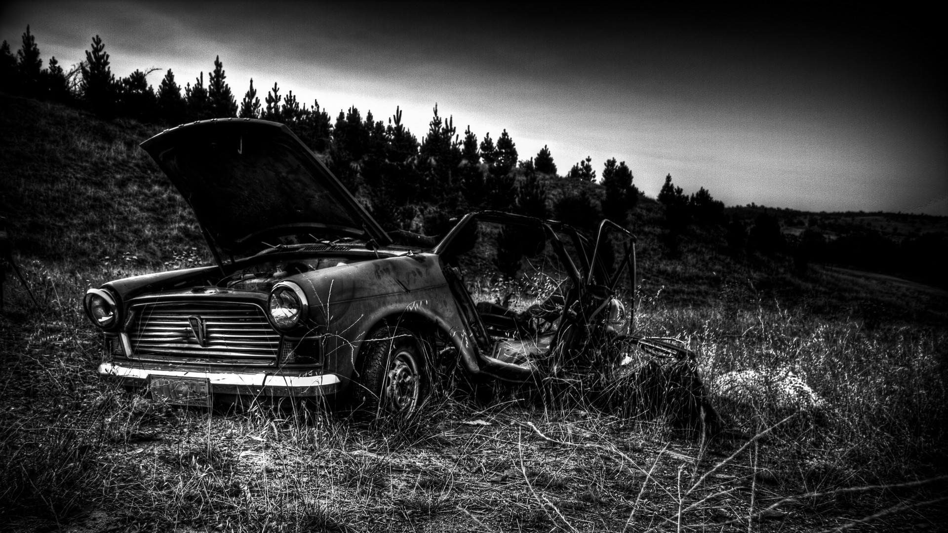 Auto abbandonata, Rottame, HDR, Paesaggio, 1920x1080, immagine di sfondo