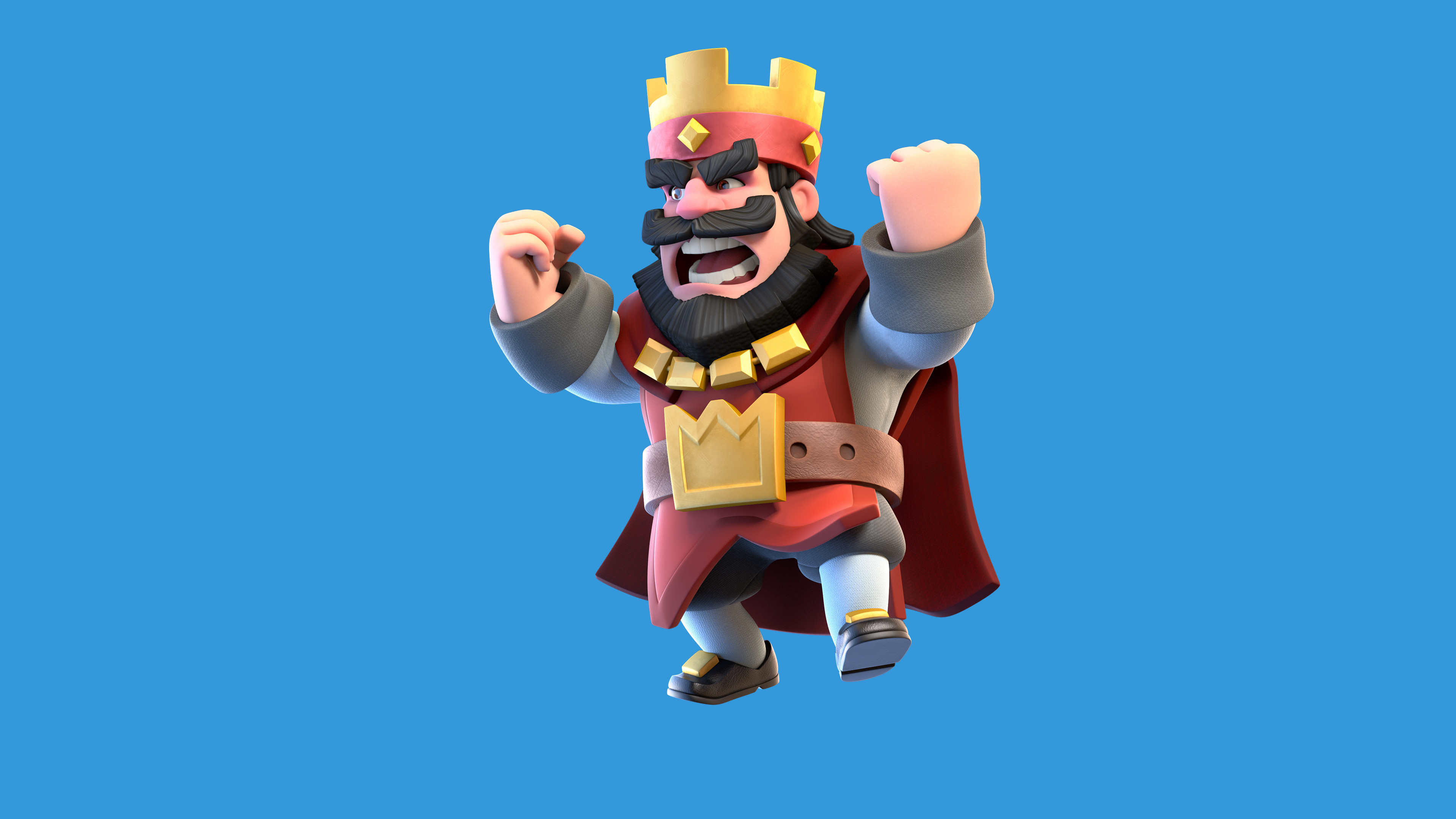 Clash Royale, Re Rosso, Sfondo blu, Minimalista, 16:9 4K, wallpaper widescreen