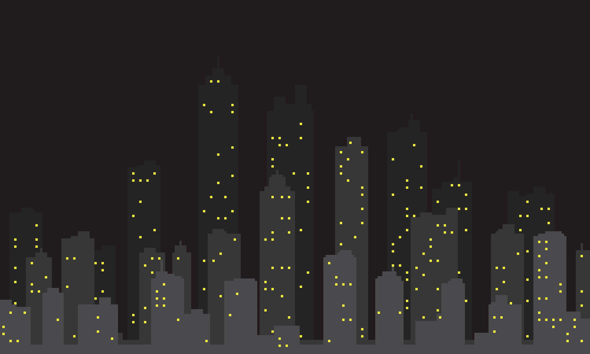 Skyline, Città notturna, Flat design, Minimalista, Full HD, sfondo desktop