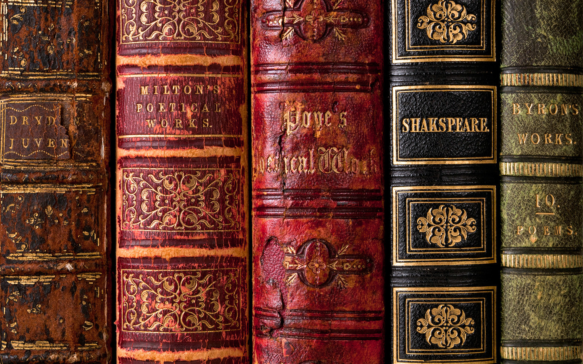 Libri antichi, Shakespeare, Milton, Rilegatura in pelle, Full HD, wallpaper per portatile