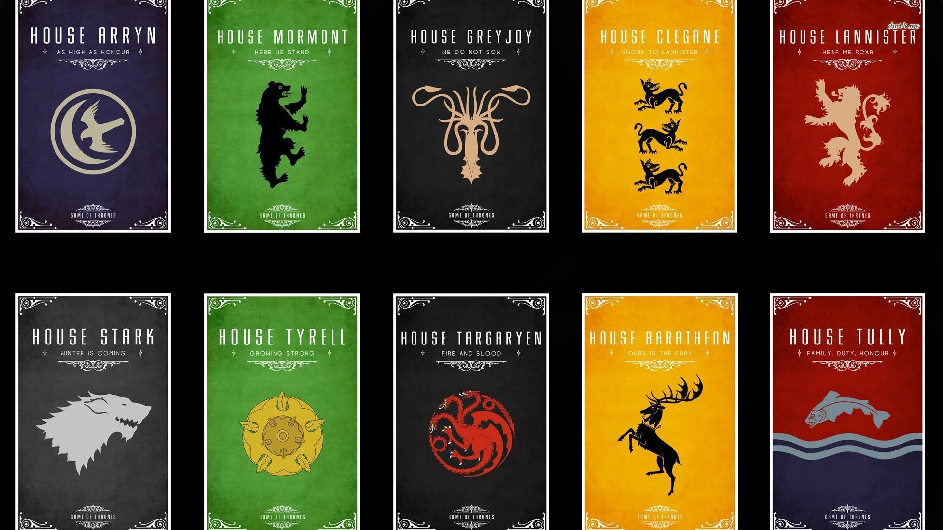 Stendardi delle casate, Il Trono di Spade, Casa Stark, Casa Lannister, Casa Targaryen, sfondo 1080p