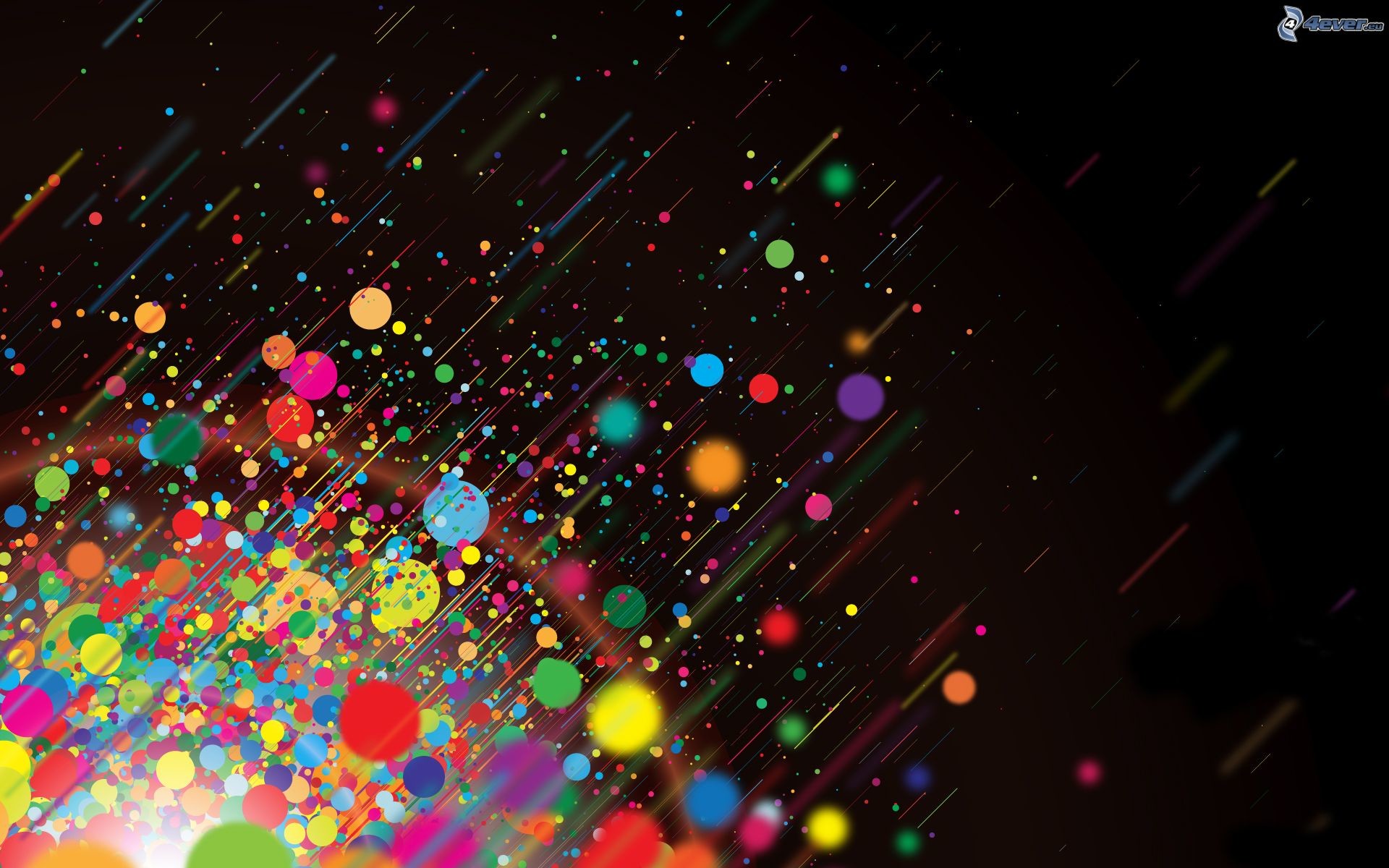 Pois colorati, Coriandoli, Sfondo nero, Multicolore, 16:10 Full HD, wallpaper widescreen