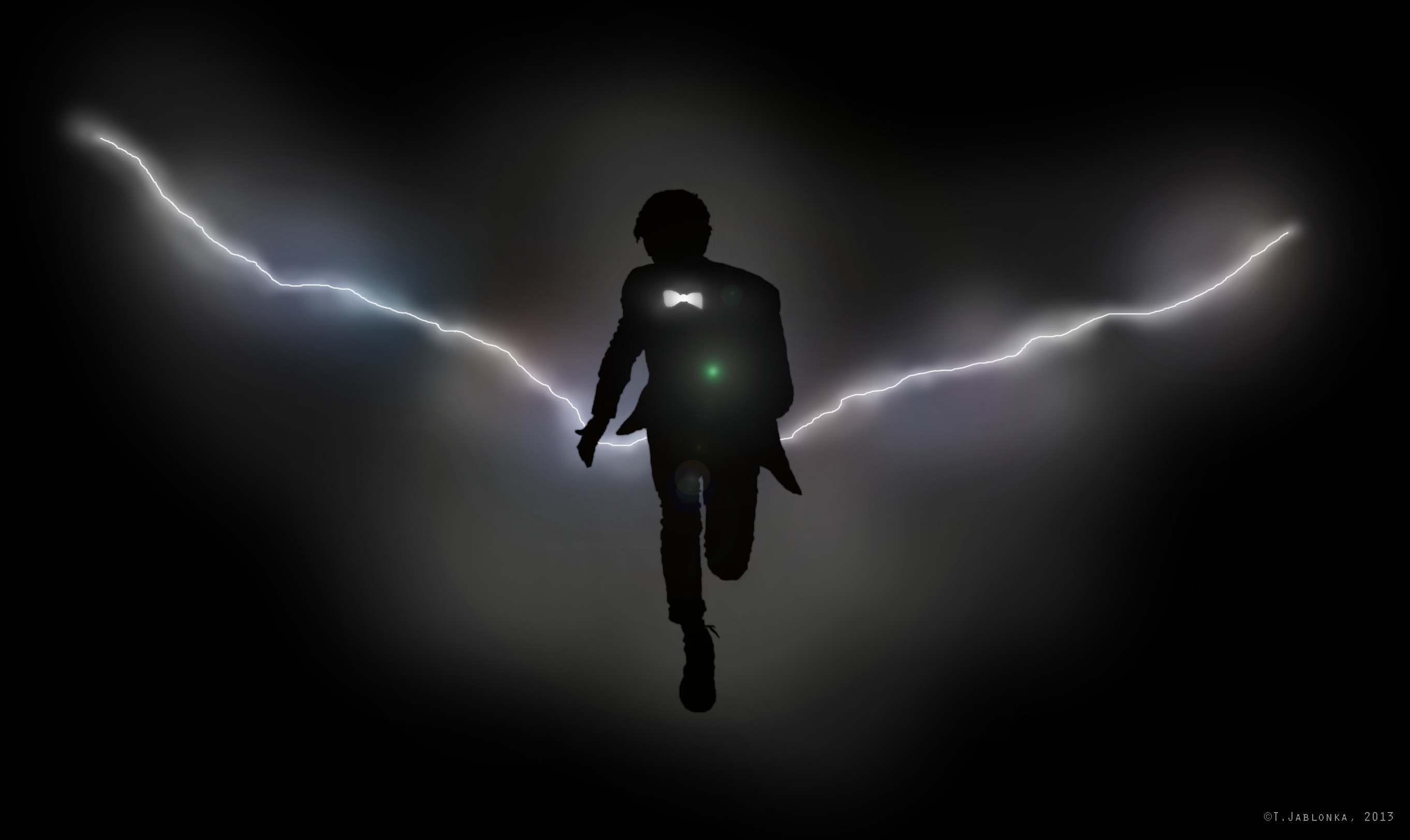 Undicesimo Dottore, Doctor Who, Cacciavite sonico, Silhouette, Fulmini, sfondo 2K per portatile