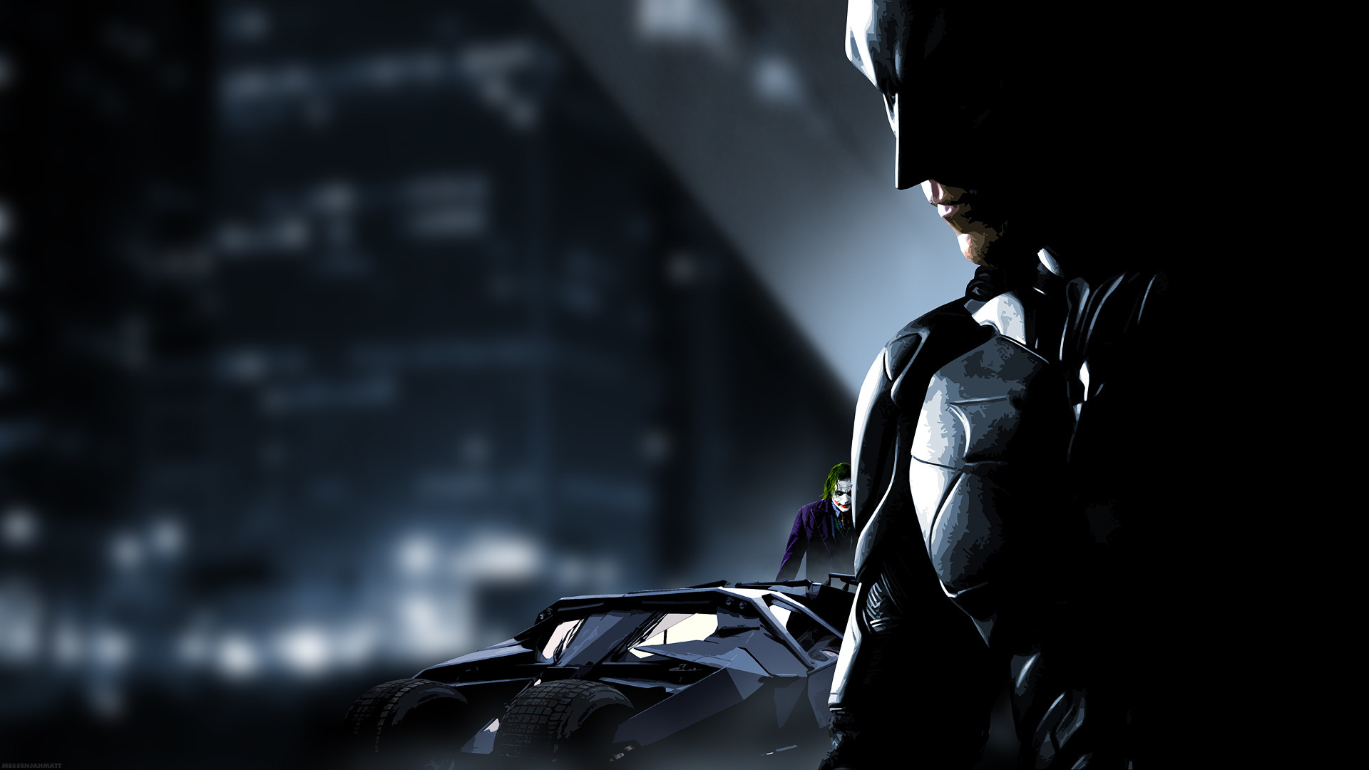 Batman, Il cavaliere oscuro, Joker, Tumbler, 16:9 Full HD, sfondo widescreen