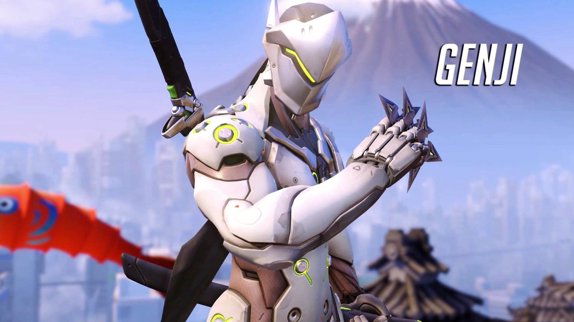 Genji, Overwatch, Shuriken, Scritta, 16:9 Full HD, sfondo widescreen