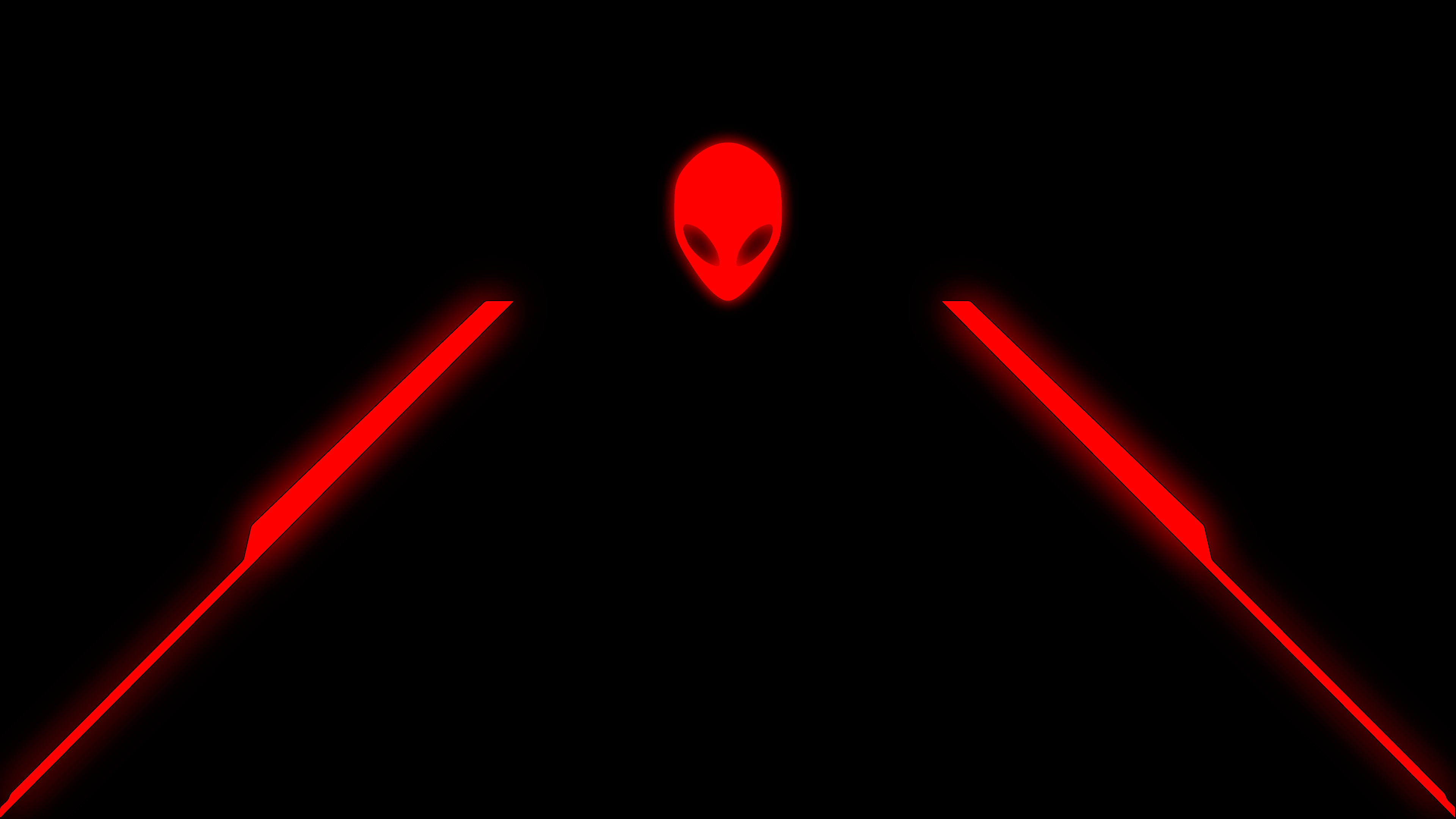 Alienware, Logo alieno, Rosso, Linee neon, 3840x2160, sfondo per PC