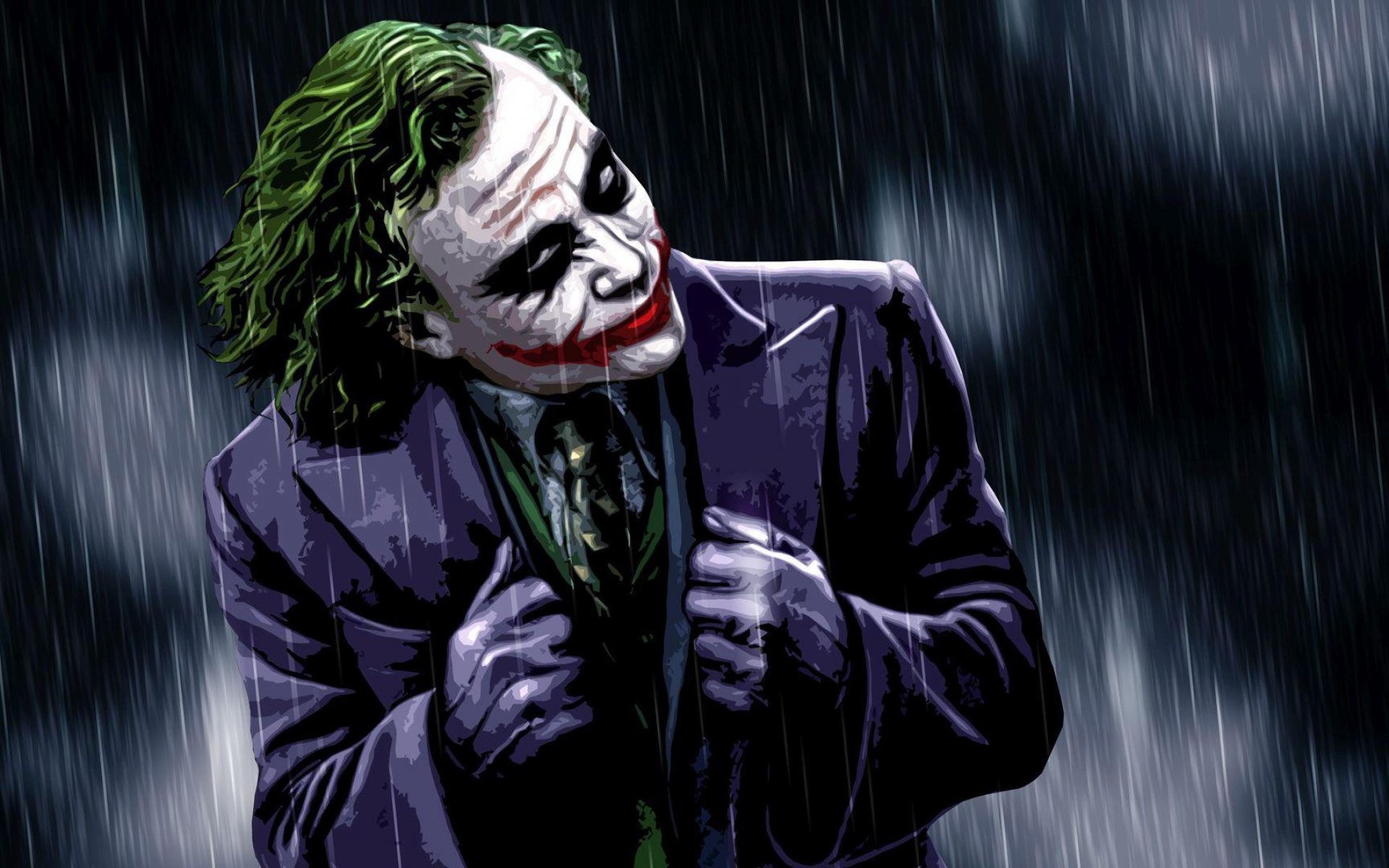 Joker, Heath Ledger, Il cavaliere oscuro, Pioggia, Fan art, 1920x1200, immagine di sfondo