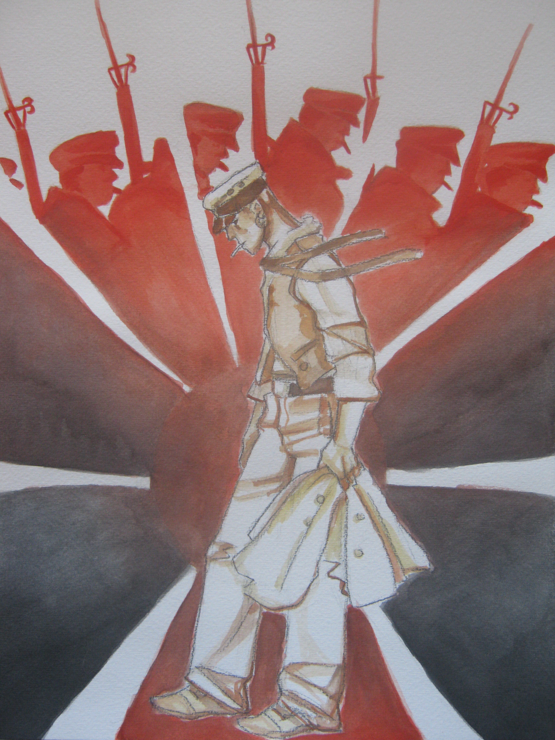 Corto Maltese, Hugo Pratt, Acquerello, Rosso, Soldati, QHD+, sfondo per iPad e tablet