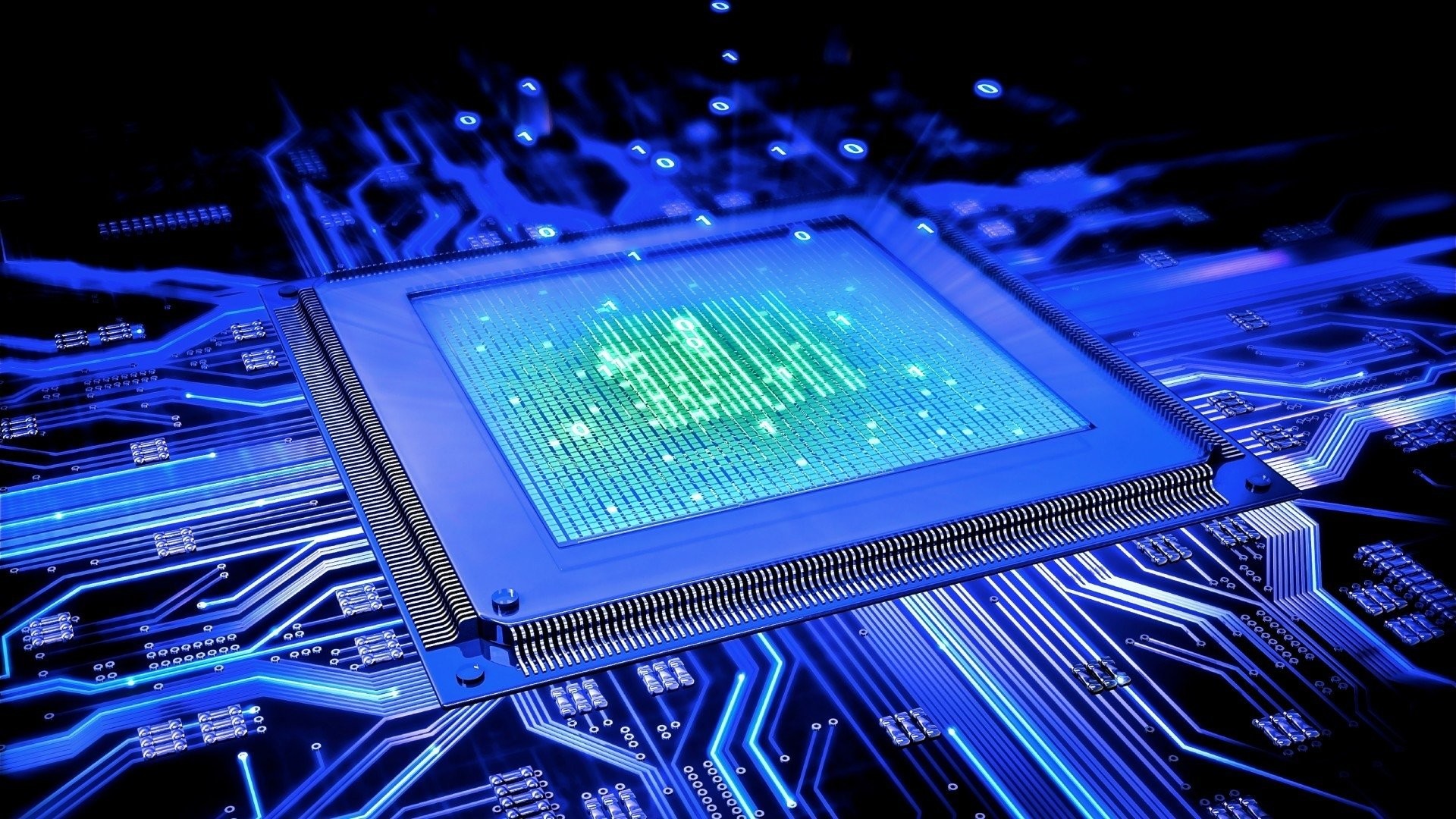 Processore, Circuito, CPU, Blu, sfondo Full HD per computer