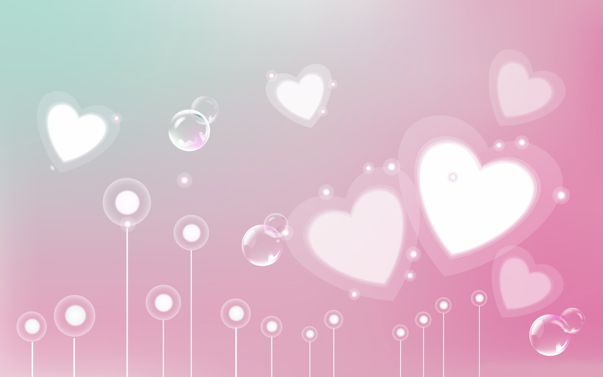 Cuori, Rosa, Bolle, Illustrazione, 1920x1200, sfondo per PC