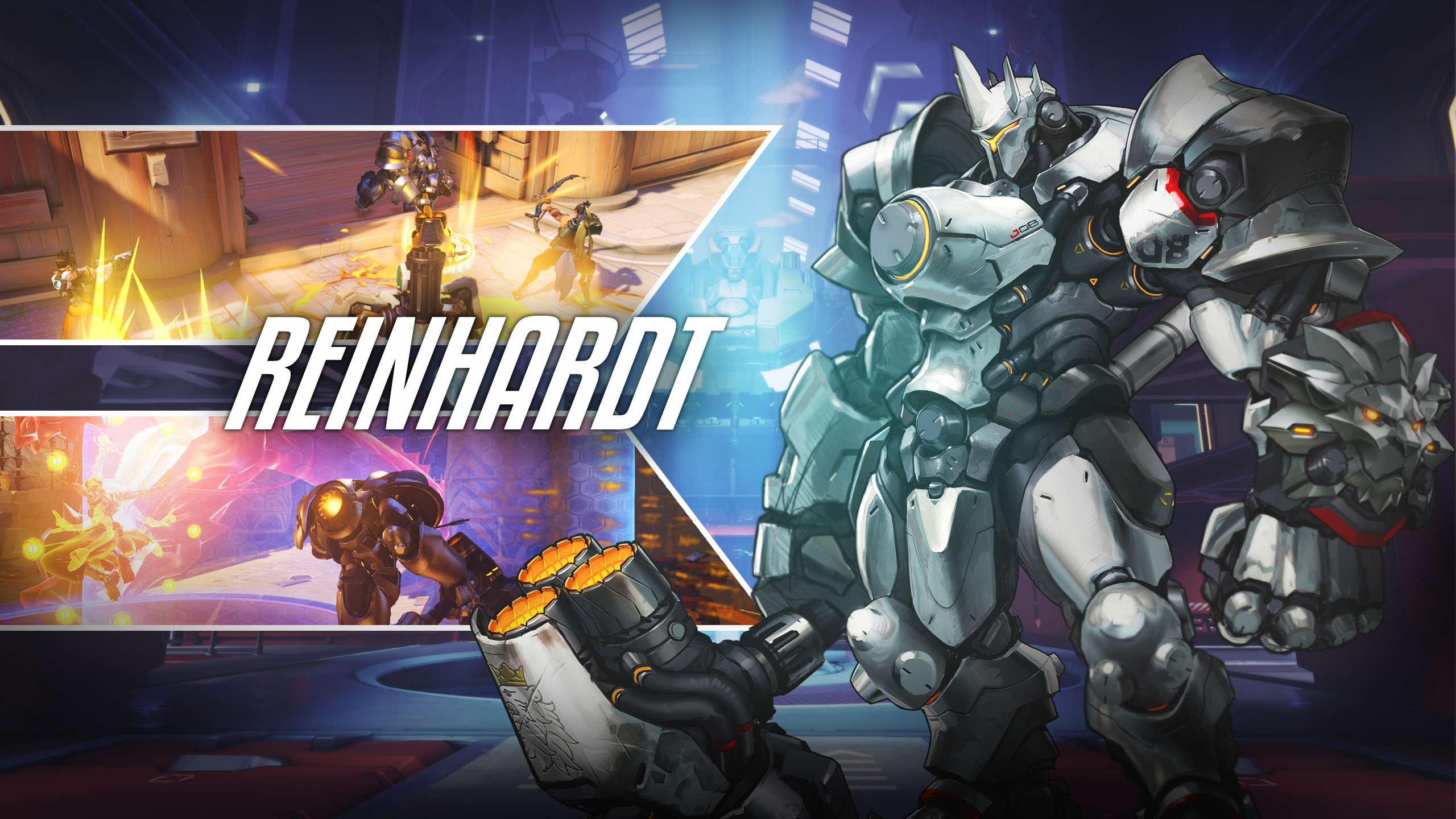 Reinhardt, Overwatch, Armatura, Martello, 16:9 2K, sfondo widescreen