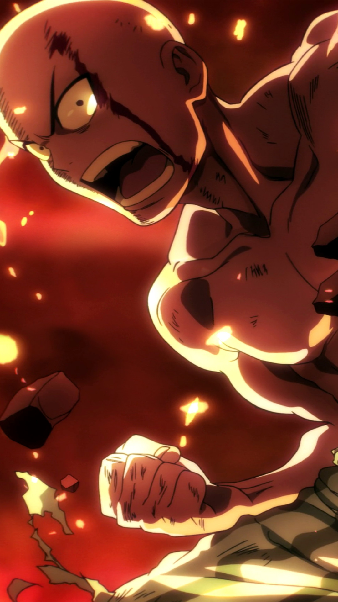 Saitama, One Punch Man, Rosso, Pugno, Full HD, sfondo per smartphone
