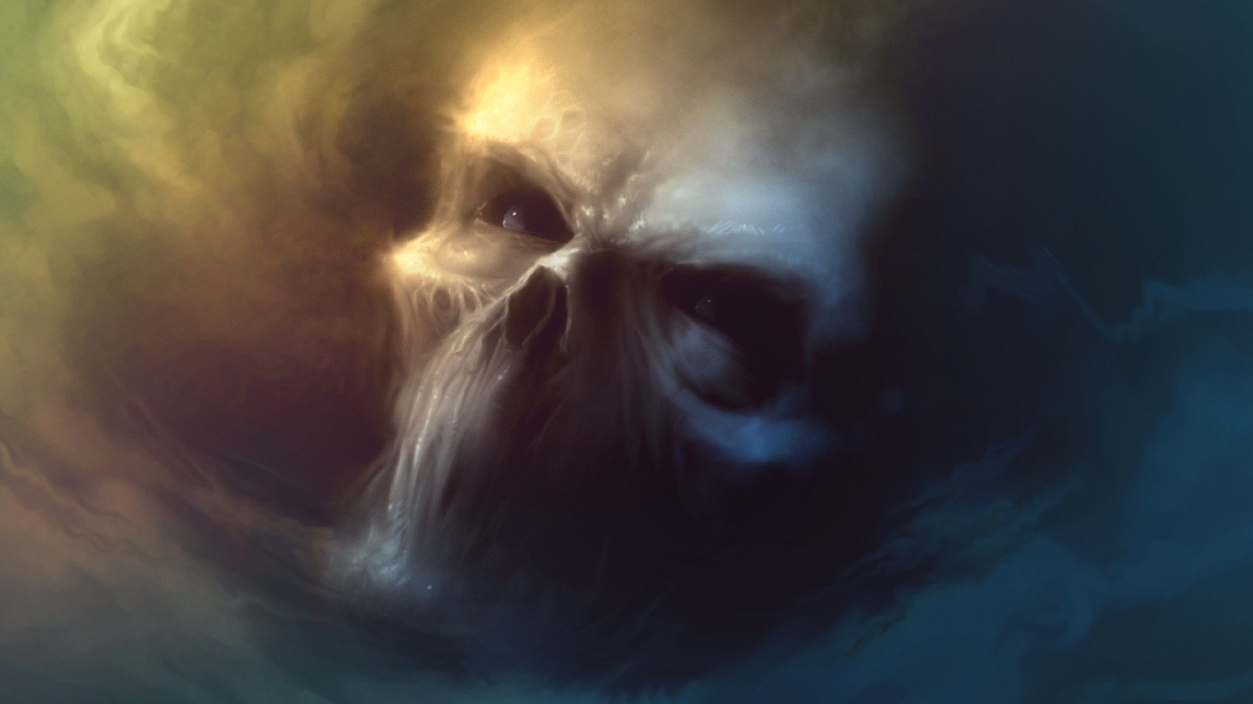 Teschio, Fumo, Arte digitale, Fantasy oscuro, 2K 1440p, sfondo desktop