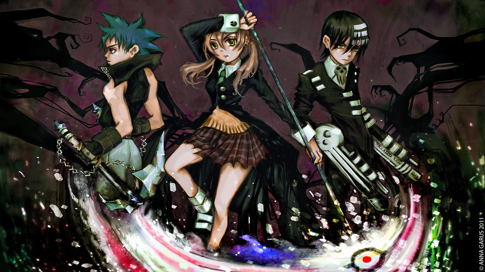 Black Star, Maka Albarn, Death the Kid, Soul Eater, Full HD, sfondo per PC