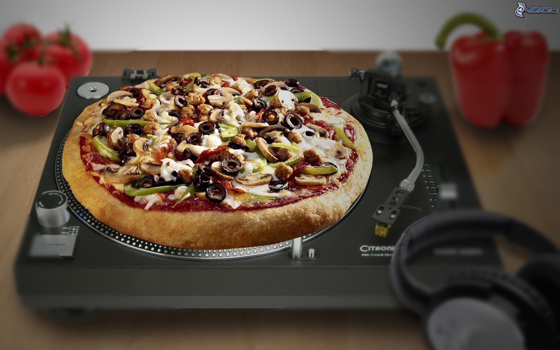 Pizza, Giradischi, DJ, Cuffie, 1920x1200, immagine di sfondo