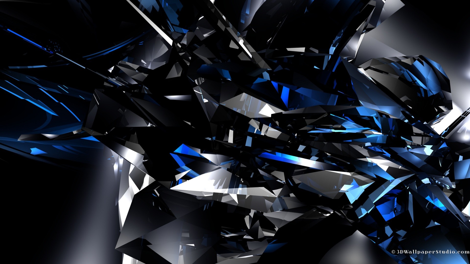 Cristalli, Astratto 3D, Blu, Frammenti, 1920x1080, sfondo per PC