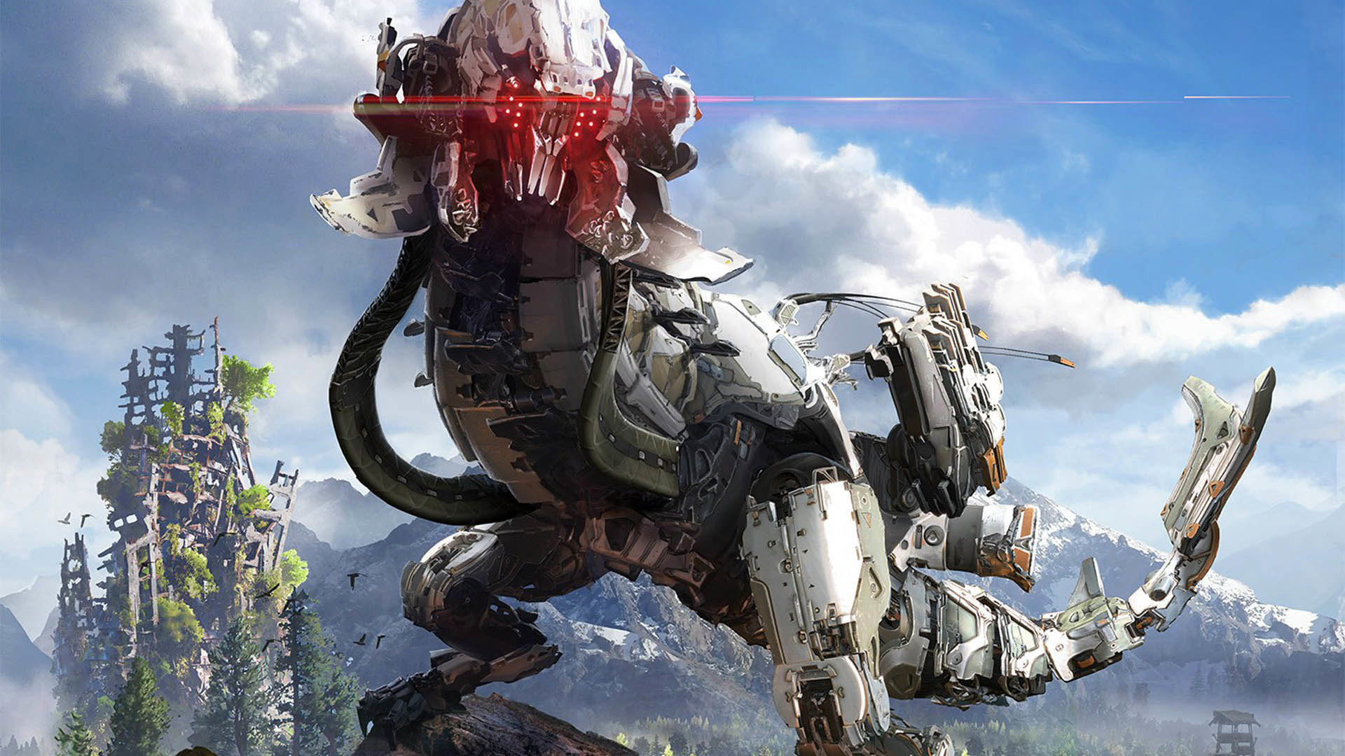 Horizon Zero Dawn, Thunderjaw, Cielo, Rovine, Full HD, sfondo desktop