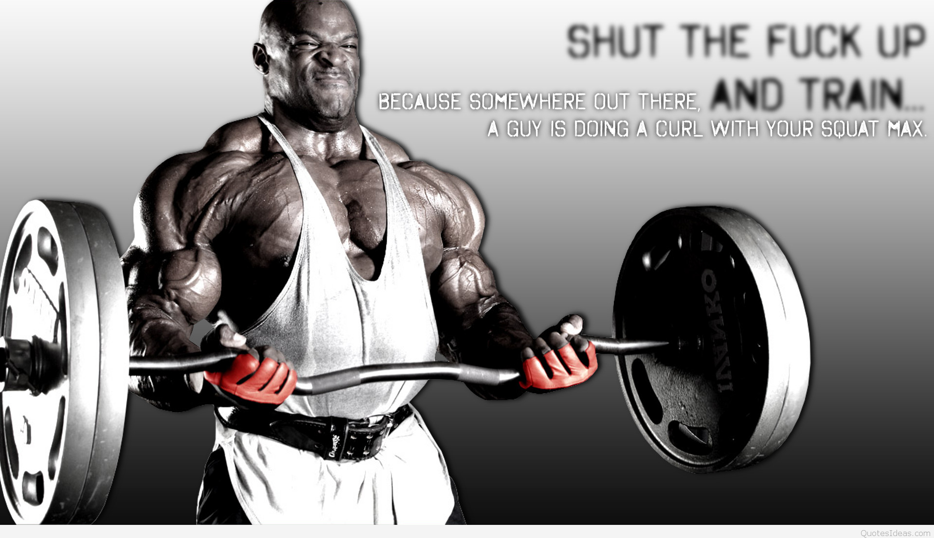Ronnie Coleman, Bilanciere, Citazione motivazionale, Curl bicipiti, sfondo Full HD per portatile