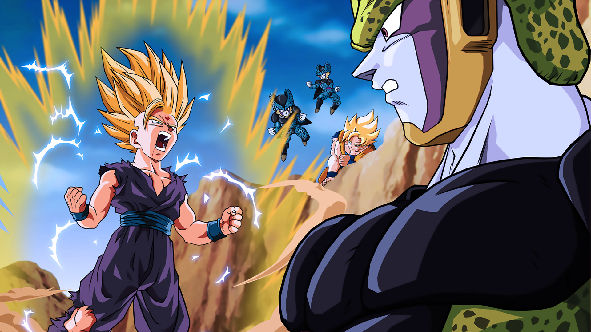 Gohan, Cell, Super Saiyan 2, Dragon Ball Z, Full HD, sfondo desktop