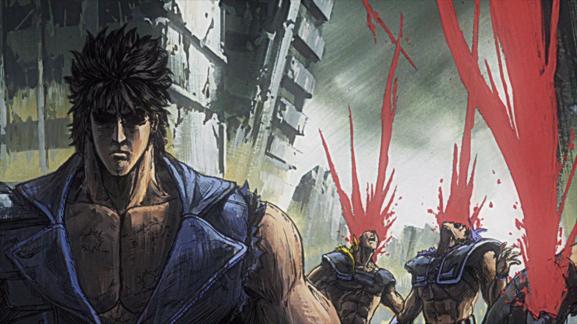 Kenshiro, Ken il guerriero, Rovine, Schizzi di sangue, Combattimento, sfondo per portatile