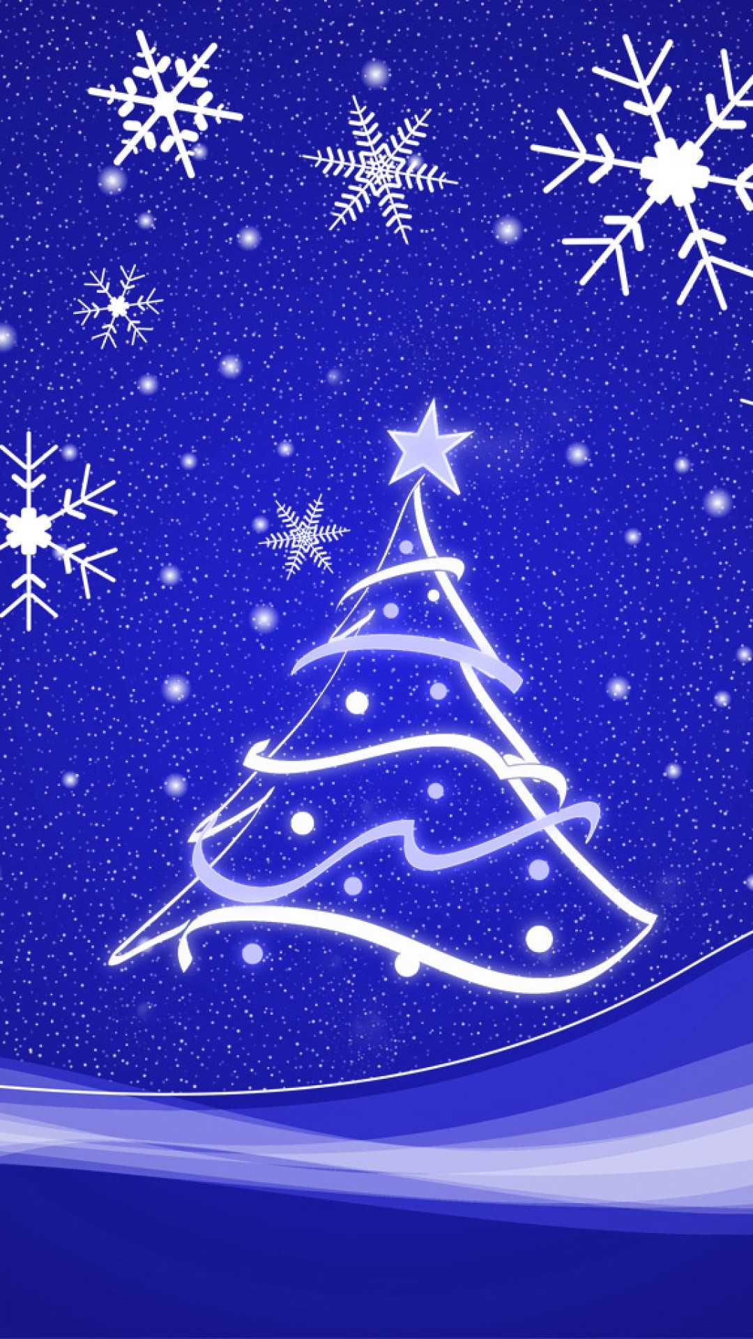 Albero di Natale, Fiocchi di neve, Natale, Blu, Full HD, sfondo Android