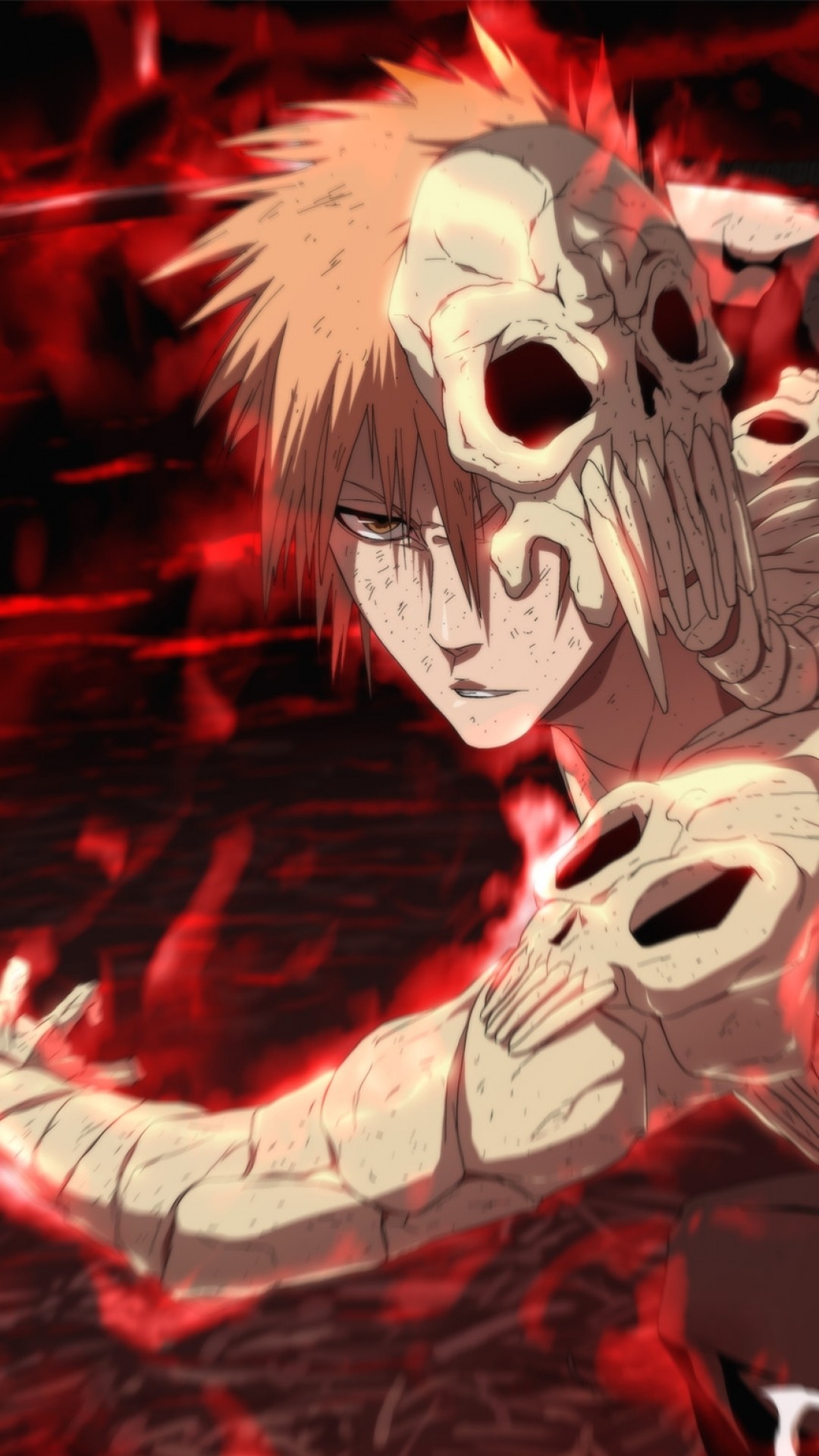 Ichigo Kurosaki, Maschera Hollow, Bleach, Rosso, sfondo per iPhone e Android