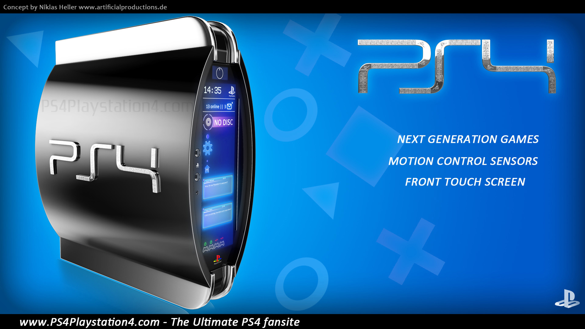 Concept PS4, PlayStation 4, Fantascienza, Blu, Full HD, sfondo Windows 11