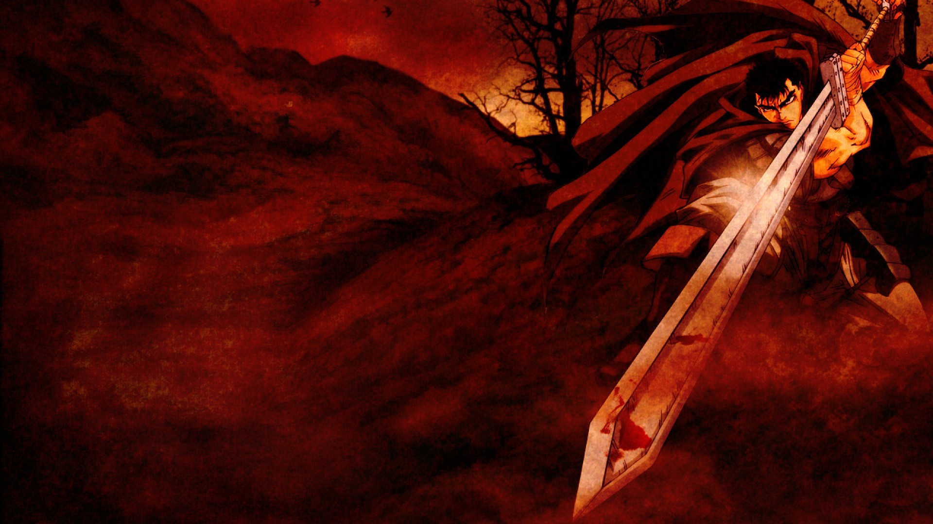 Gatsu, Berserk, Ammazzadraghi, Rosso, Full HD, sfondo desktop