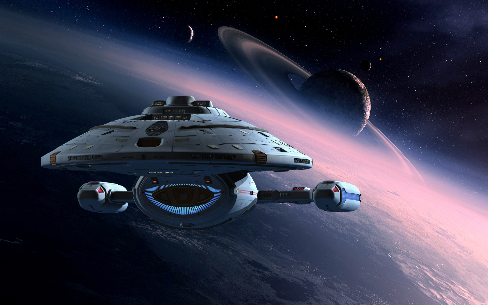 USS Voyager, Star Trek: Voyager, Astronave, Pianeta, Spazio, Full HD, sfondo per PC