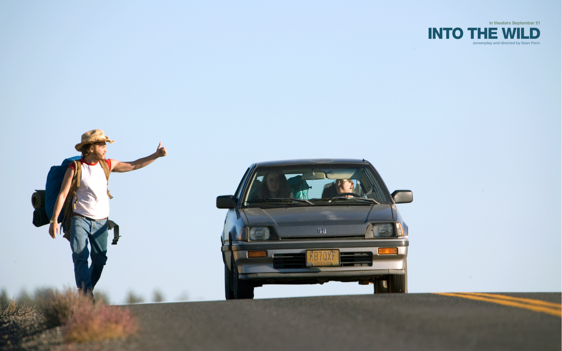 Into the Wild - Nelle terre selvagge, Emile Hirsch, Autostop, Strada, Auto, wallpaper 1920x1200