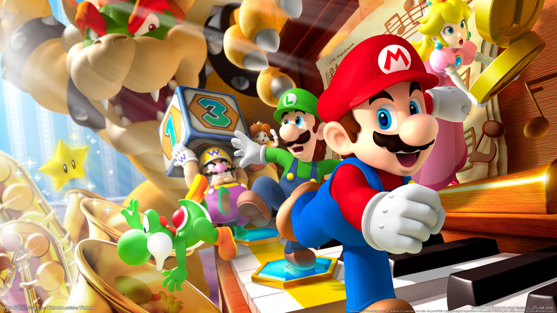 Mario, Luigi, Principessa Peach, Yoshi, Super Mario, 1920x1080, immagine di sfondo