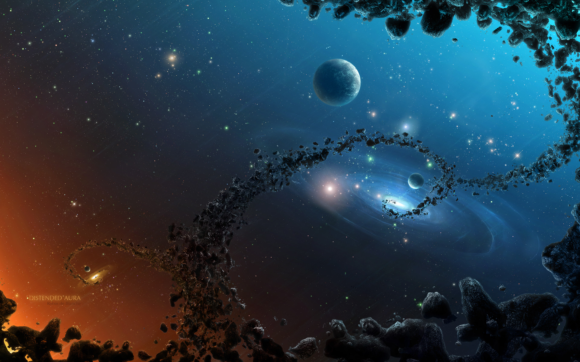 Pianeti, Galassia, Asteroidi, Fantascienza, Full HD, sfondo desktop