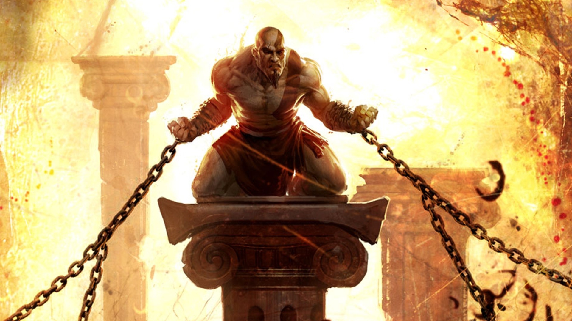 Kratos, God of War: Ascension, Catene, Colonne greche, Full HD, sfondo per portatile
