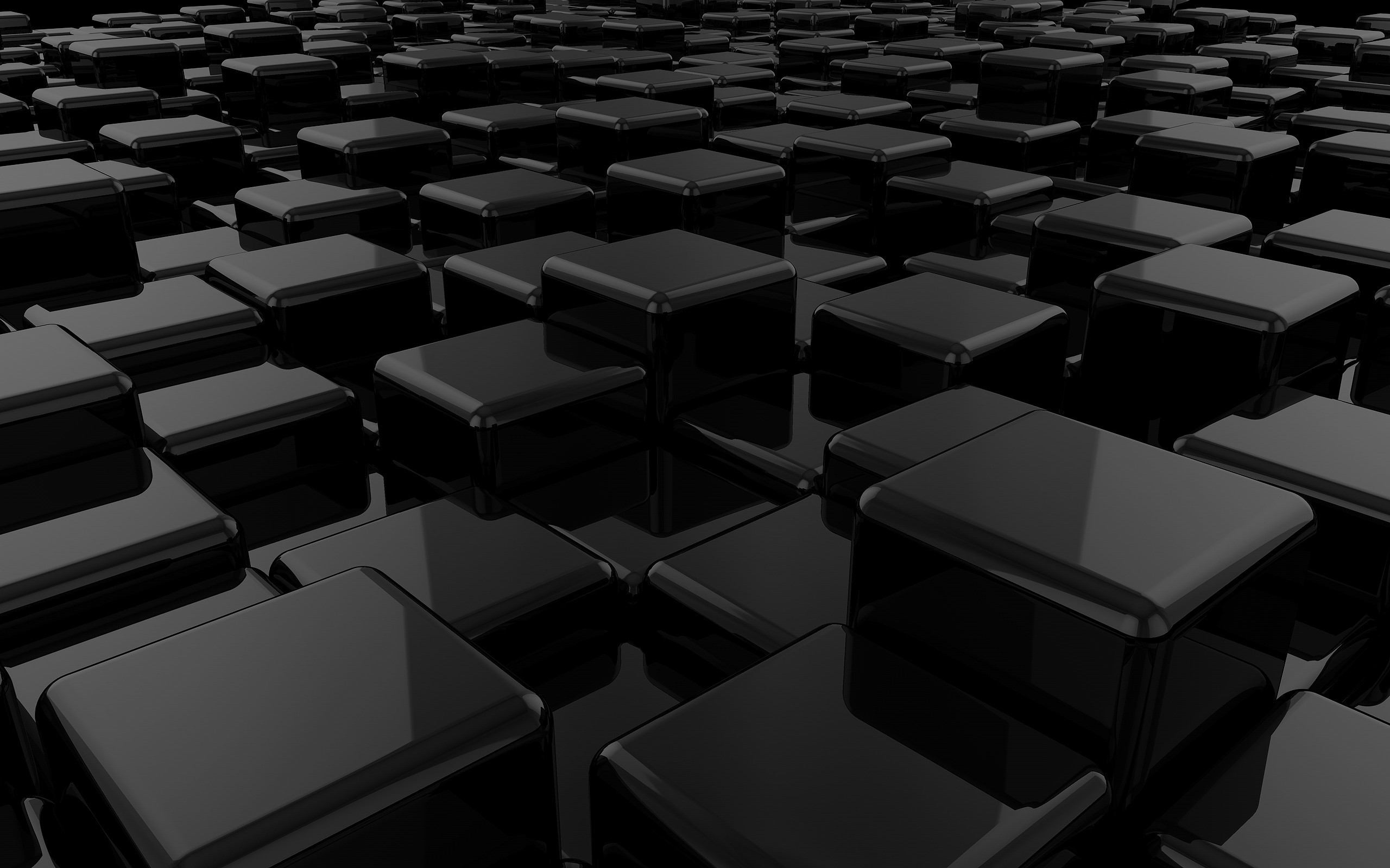 Cubi 3D, Nero, Rendering, 2560x1600, sfondo MacBook Pro
