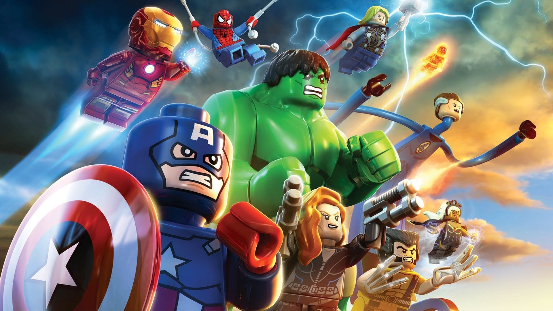 LEGO Marvel Super Heroes, Capitan America, Hulk, Iron Man, Spider-Man, sfondo Full HD per PC