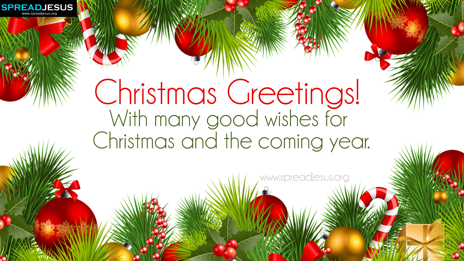 Christmas Greetings, Ghirlanda, Palline, Bastoncini di zucchero, Cornice, sfondo Full HD per PC